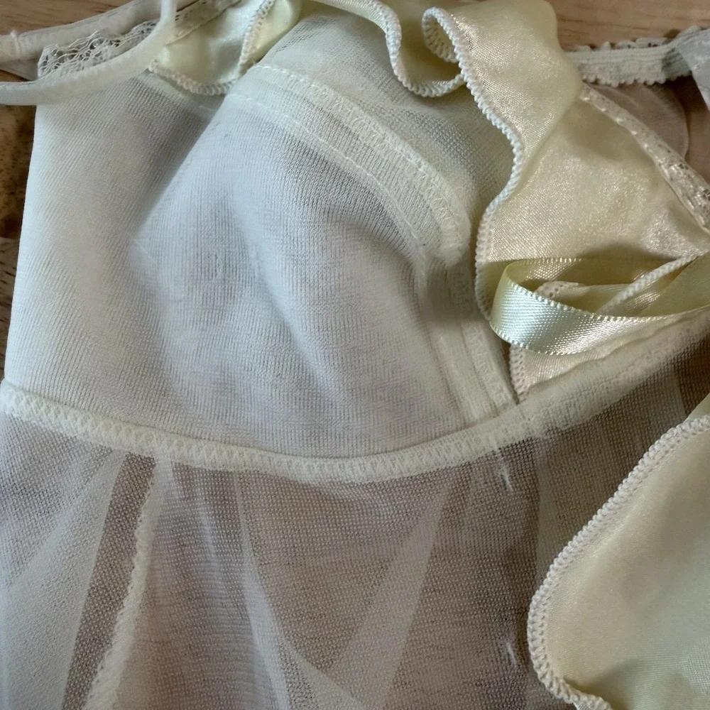Vintage Inner‎ Most Babydoll Tank Top Size XS Chemise Sheer Ruffle Lingerie